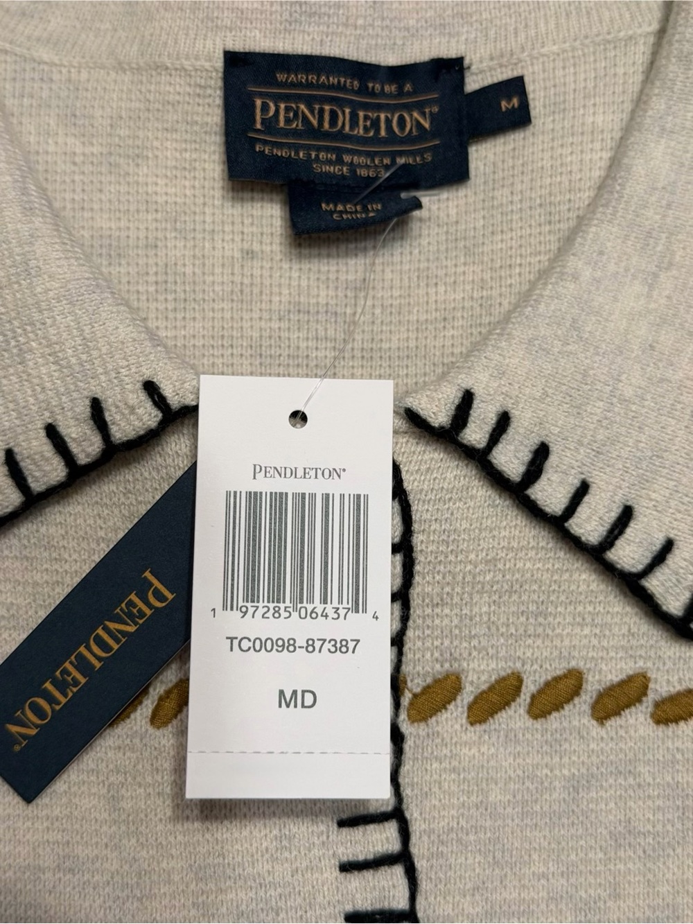 Pendleton NWT Oatmeal Cream Button-Up Jacket with Trim Sz M - Picture 10 of 14